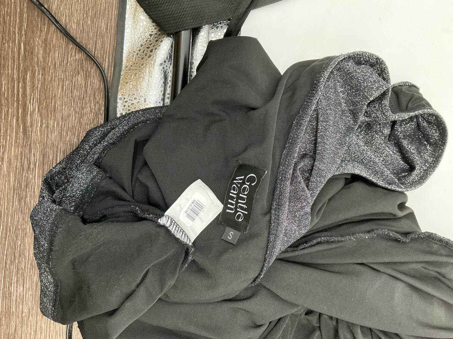 Gray Strapless Dress With Draped Design Size S