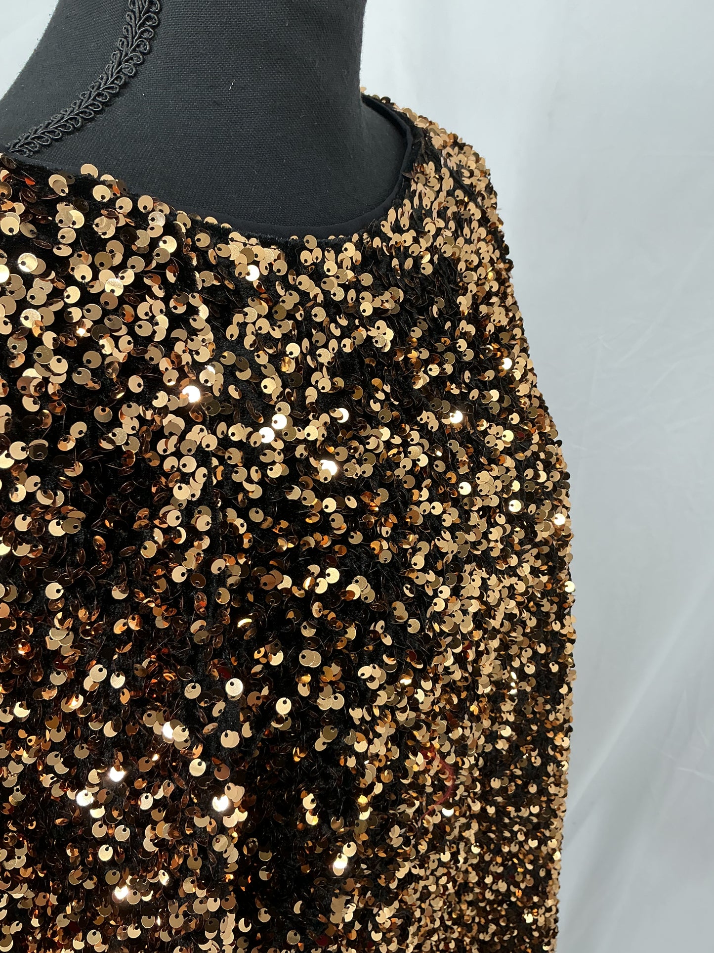 Black Top with Gold Sequins Size S