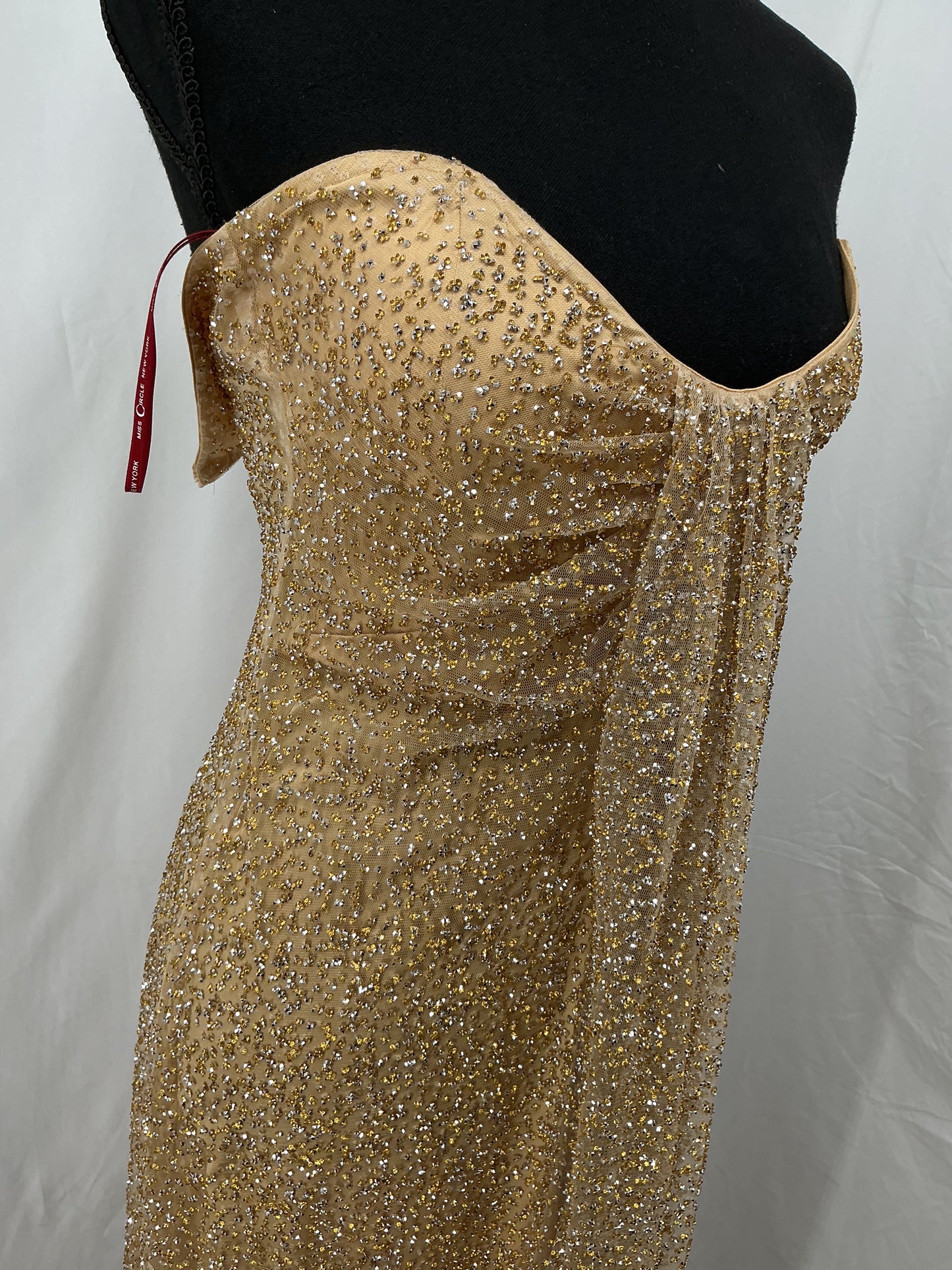 Gold Sequin Strapless Long Dress Size XS