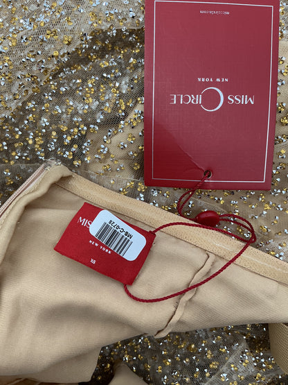 Gold Sequin Strapless Long Dress Size XS