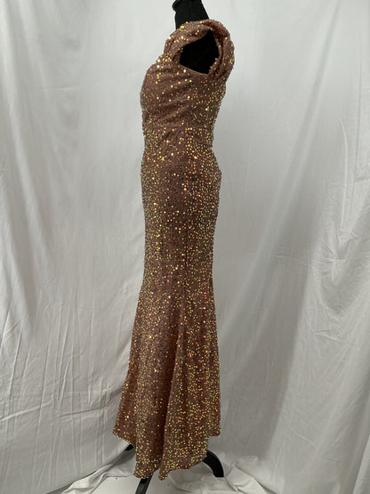 Brown Sequin Long Dress Size S
