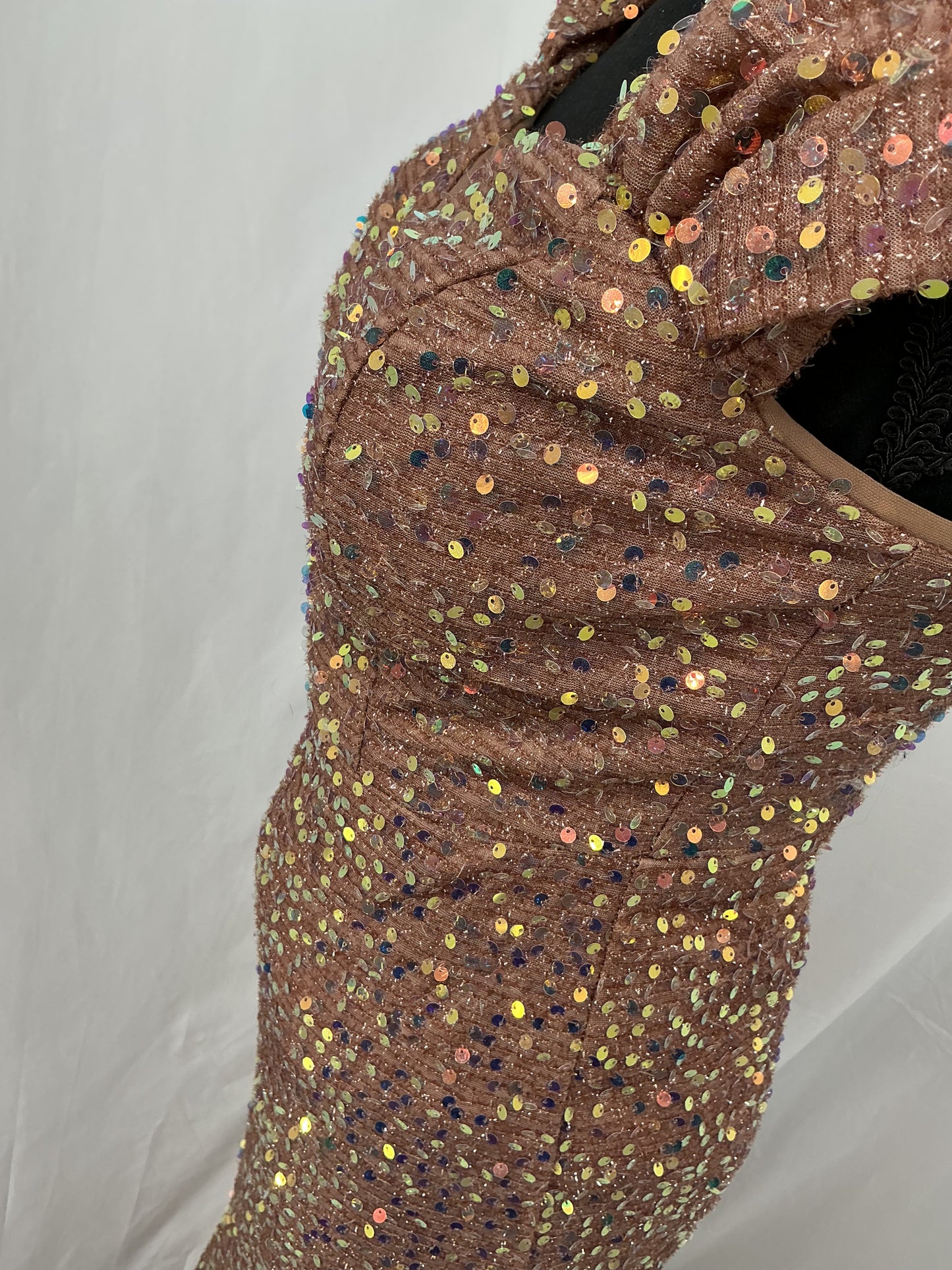 Brown Sequin Long Dress Size S