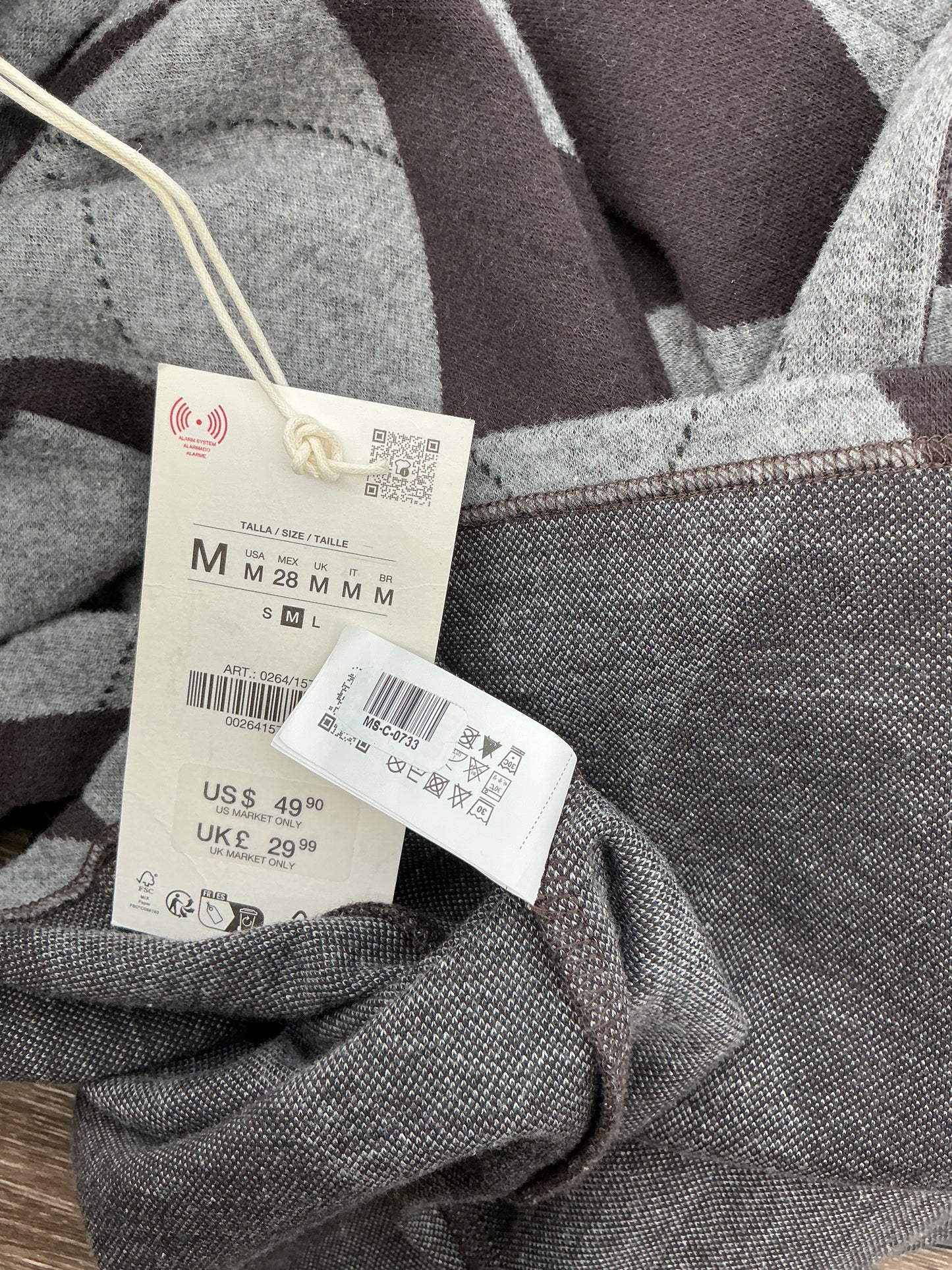 Gray and Black Argyle Knit Dress Size M