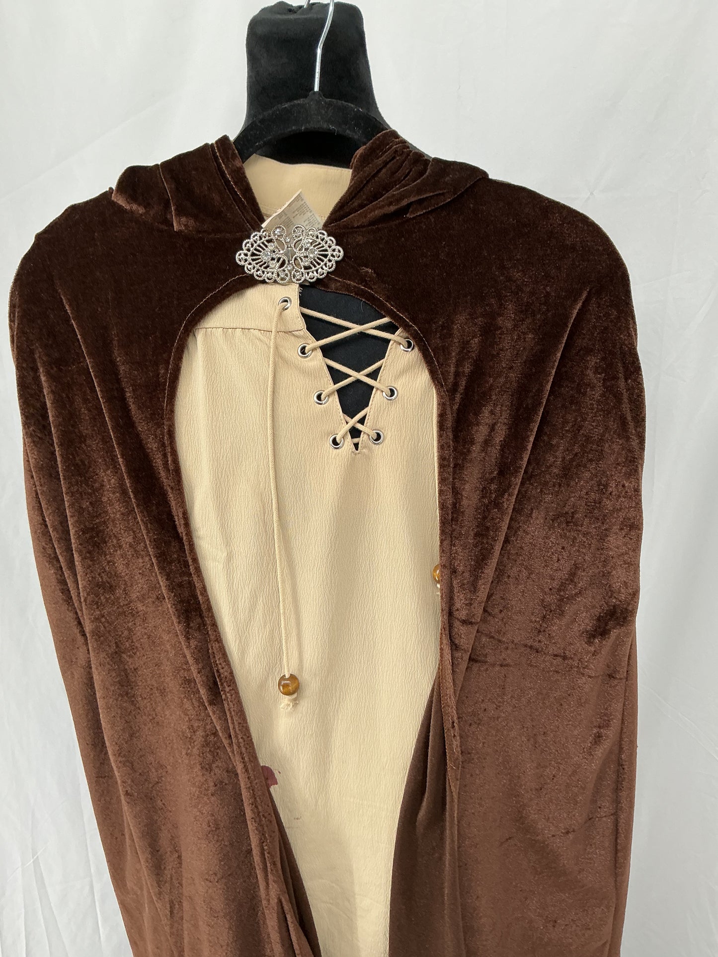 Brown Velvet Robe with Beige shirt Size M