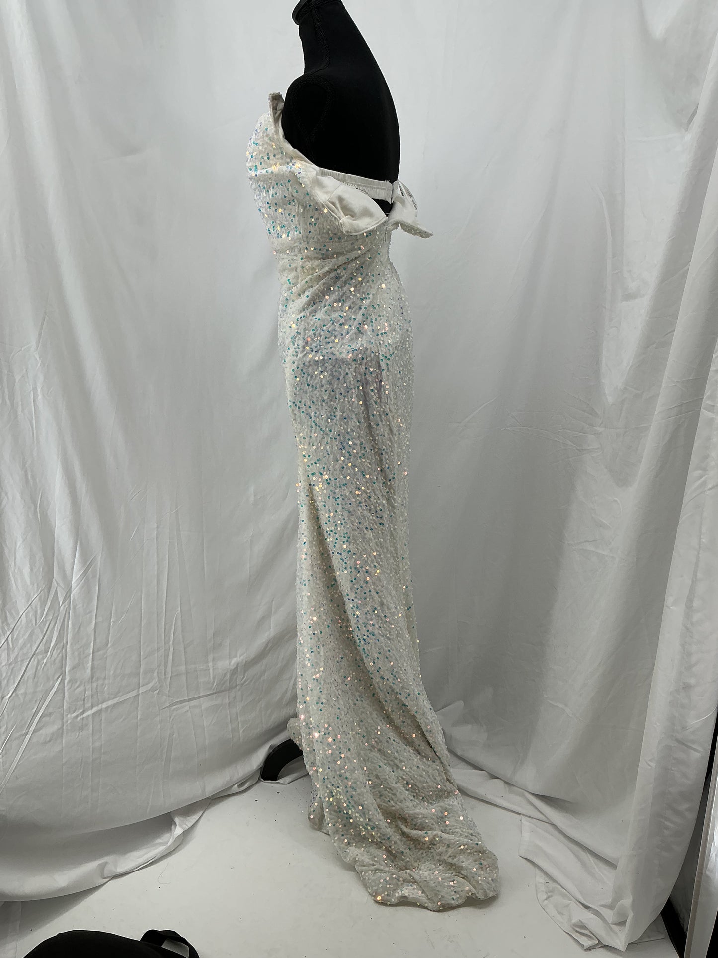 Silver Sequin Strapless Long Dress Size No
