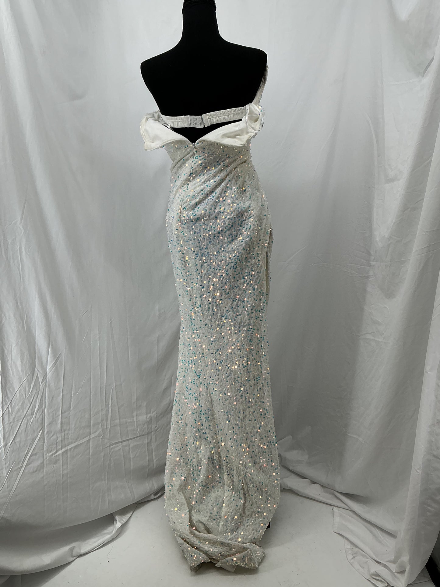 Silver Sequin Strapless Long Dress Size No