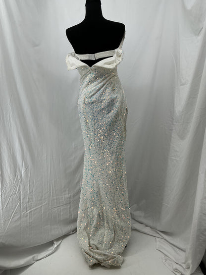 Silver Sequin Strapless Long Dress Size No