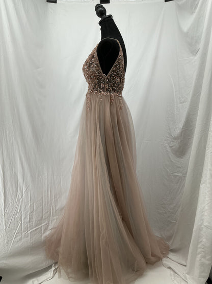 Beige Sequin Long Dress Size 2