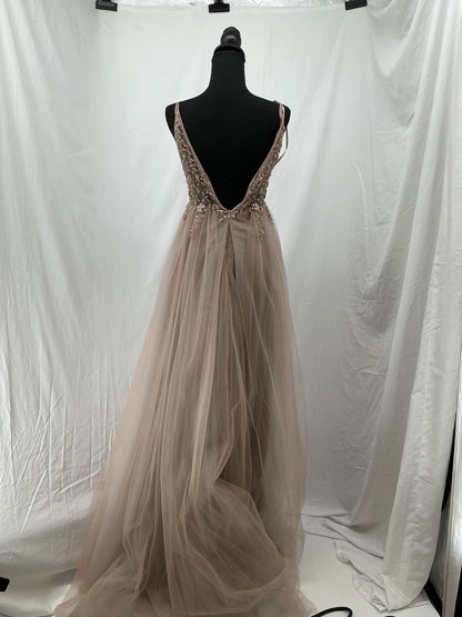 Beige Sequin Long Dress Size 2