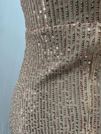 SHEIN Gold Sequin Dress With Fur Trim Size XS