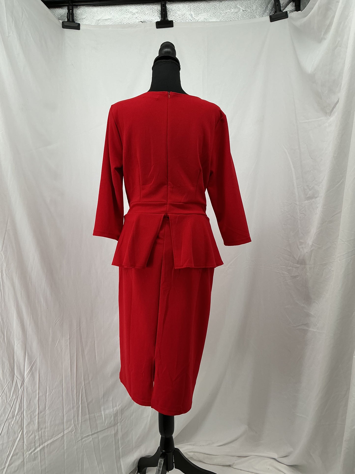 Red Dress With Peplum Top Size L