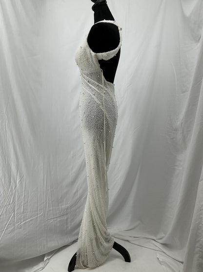 Silver Beaded Long Dress Size S