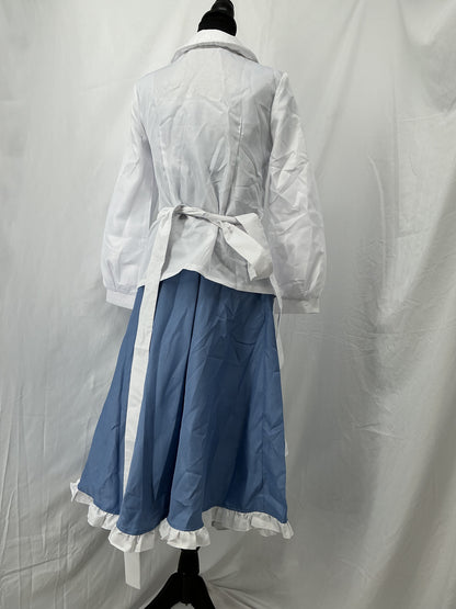 Maid Dress White Top with Blue Skirt Dress S