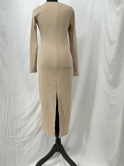 Beige Long Sleeve Dress Size M