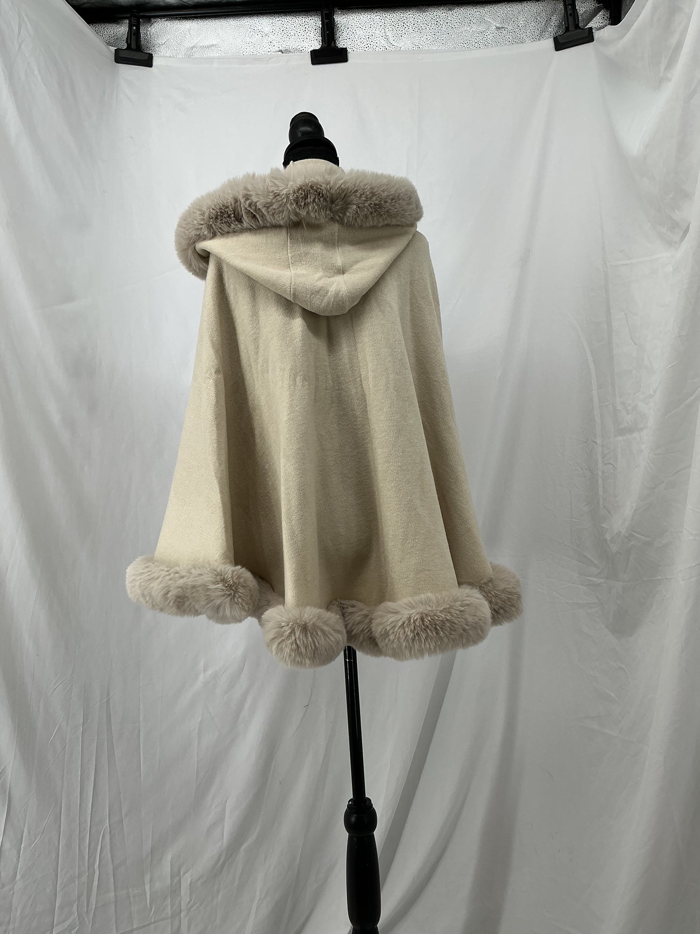 Beige Cape With Fur Trim