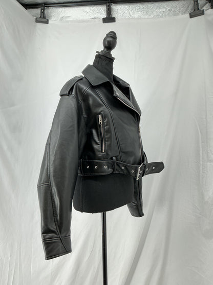 ZARA Black Leather Jacket Size S