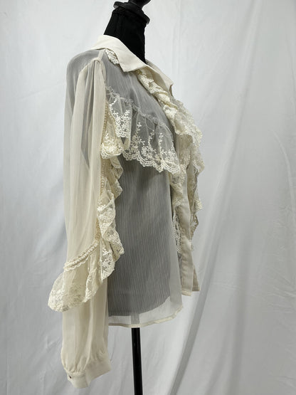 White Lace Blouse Size L
