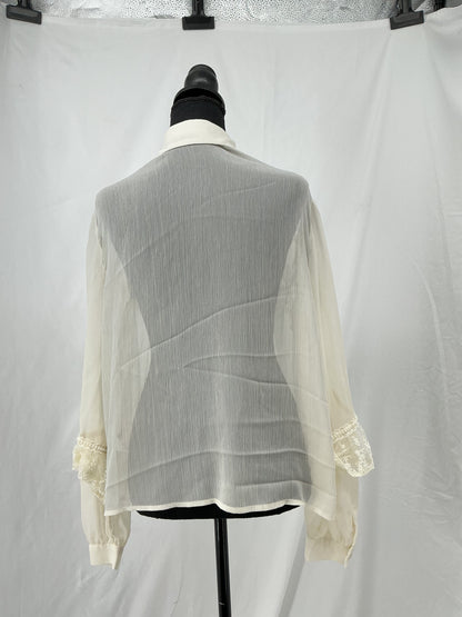 White Lace Blouse Size L