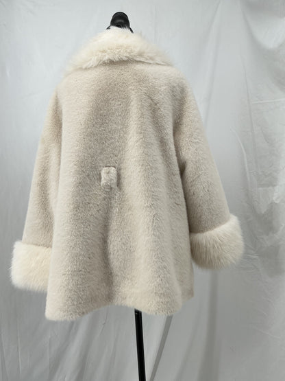 ANEWSTA Beige Coat With Fur Collar Size S