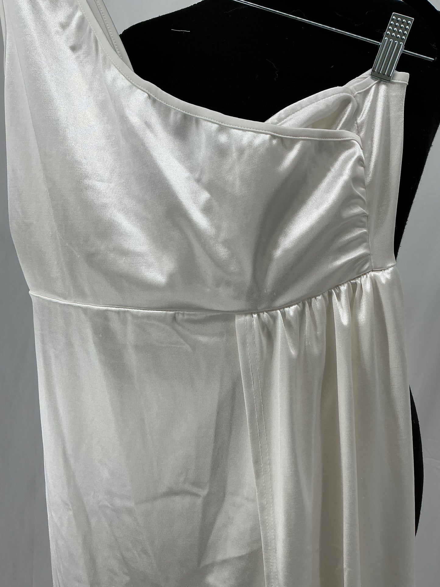 White Satin Pants With One-shoulder Top Size S