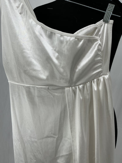 White Satin Pants With One-shoulder Top Size S