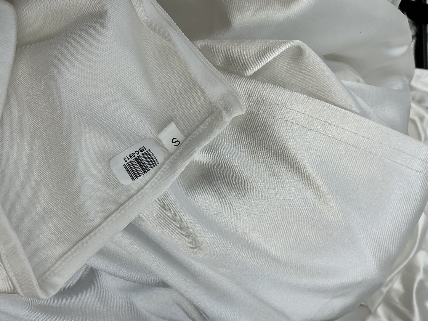 White Satin Pants With One-shoulder Top Size S