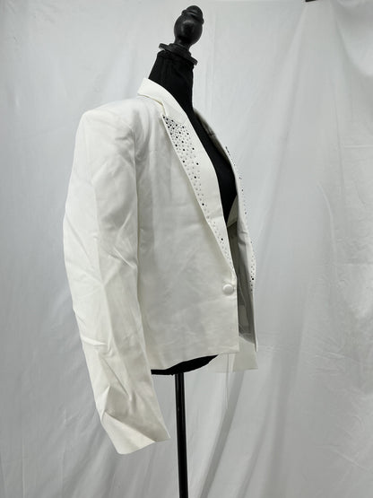 White Blazer With Rhinestone Pattern Size XXL