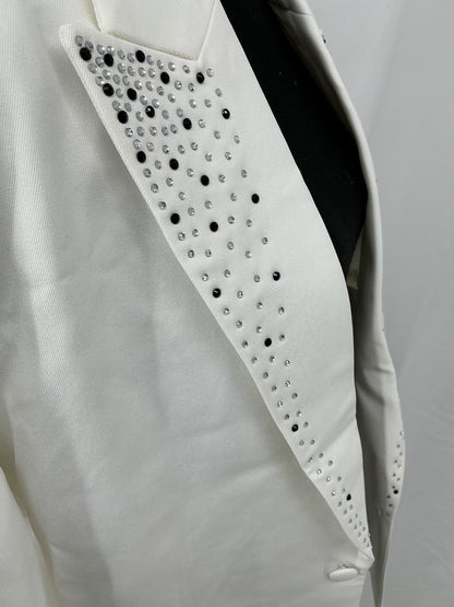 White Blazer With Rhinestone Pattern Size XXL