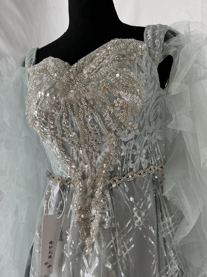 Silver Sequin Long Dress Size No