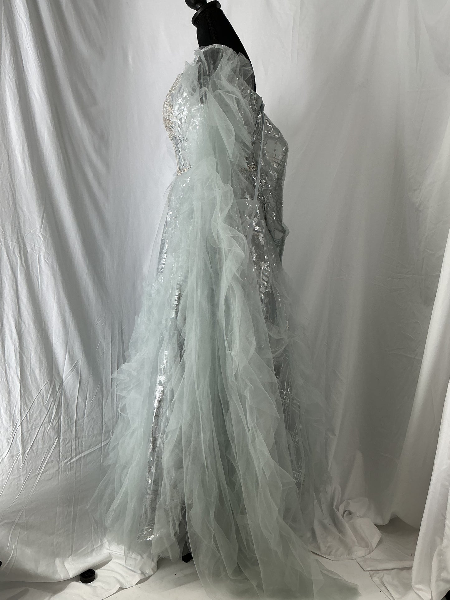 Silver Sequin Long Dress Size No