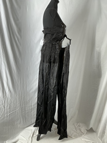 Black Strapless Top With One Side Drape And Pants Size M