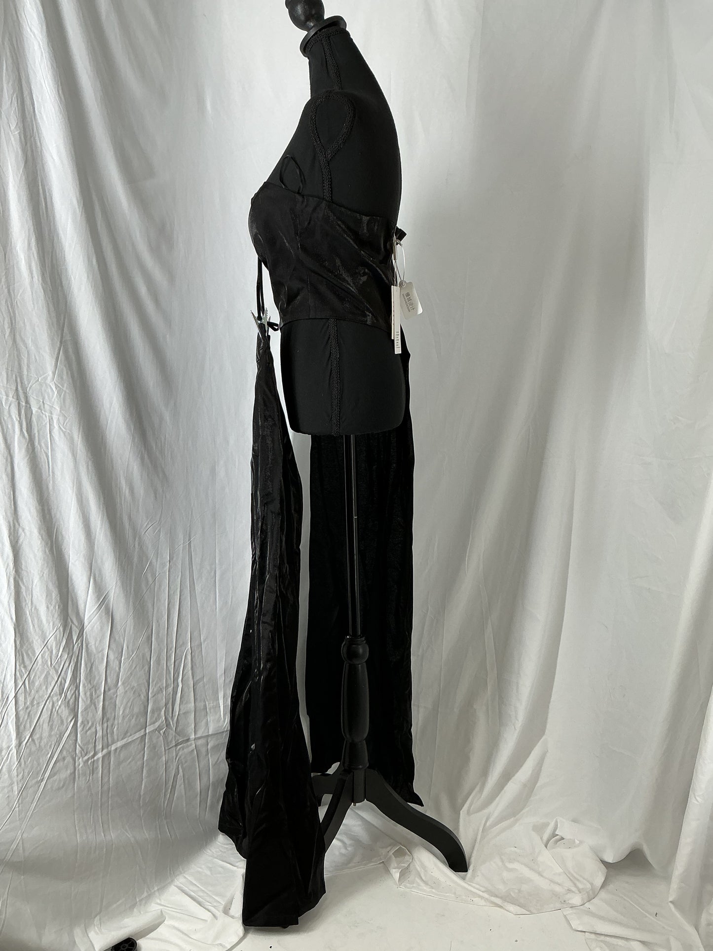 Black Strapless Top With One Side Drape And Pants Size M