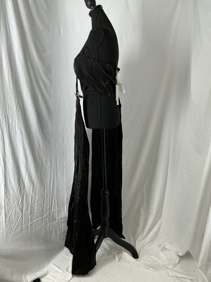 Black Strapless Top With One Side Drape And Pants Size M