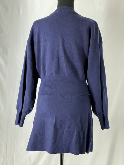 ZARA Navy Blue Suit Sweater With Skirt Size S