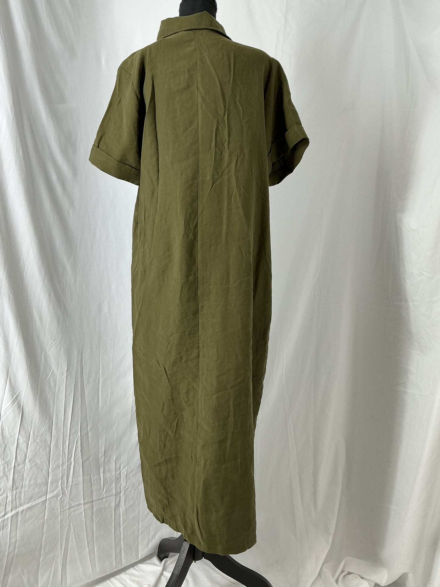 ZARA Green Button-Up Dress Size L