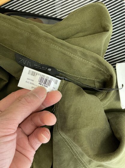 ZARA Green Button-Up Dress Size L