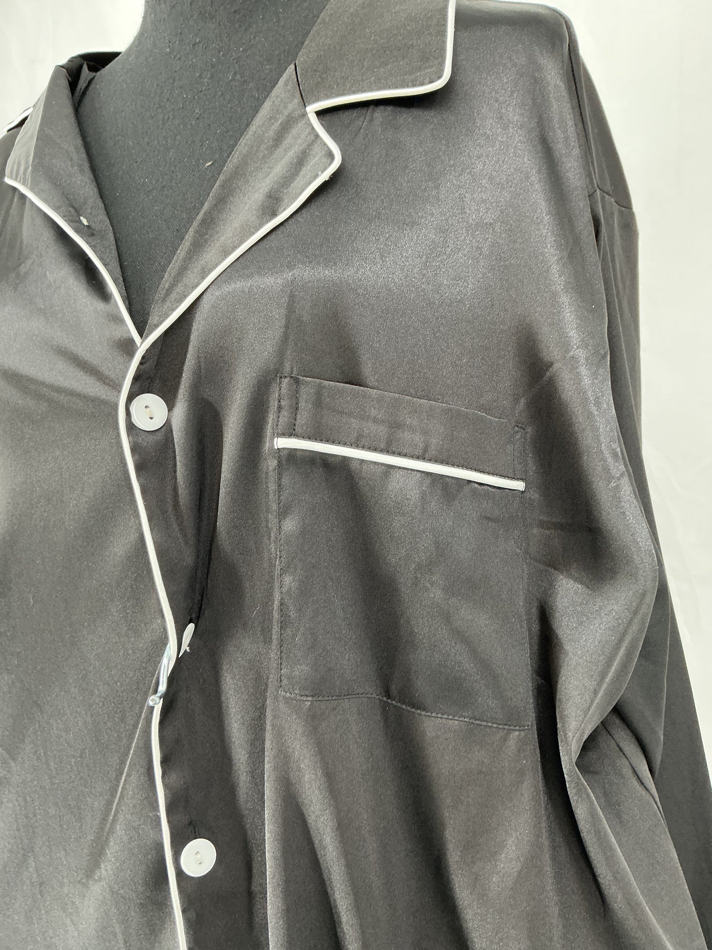 Black Satin Pajama Set Size L