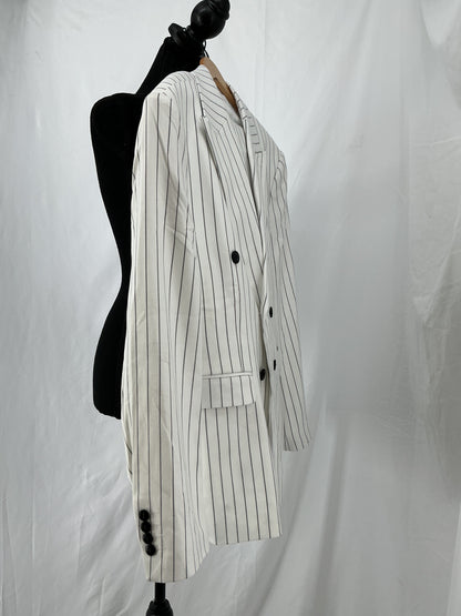 White Pinstripe Blazer Size 40 Large