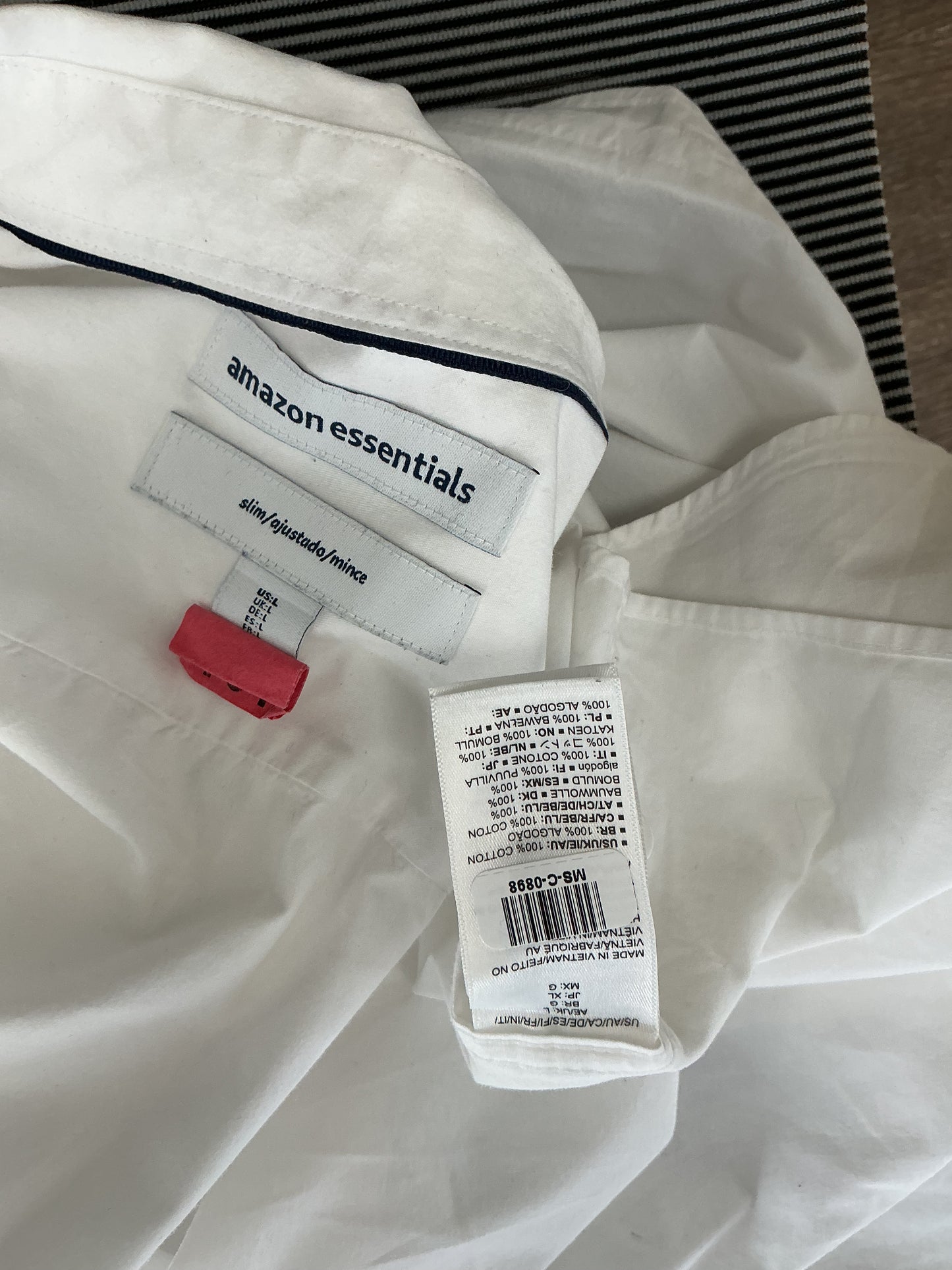 Amazon Essentials White Suit Shirt With Pocket Size L