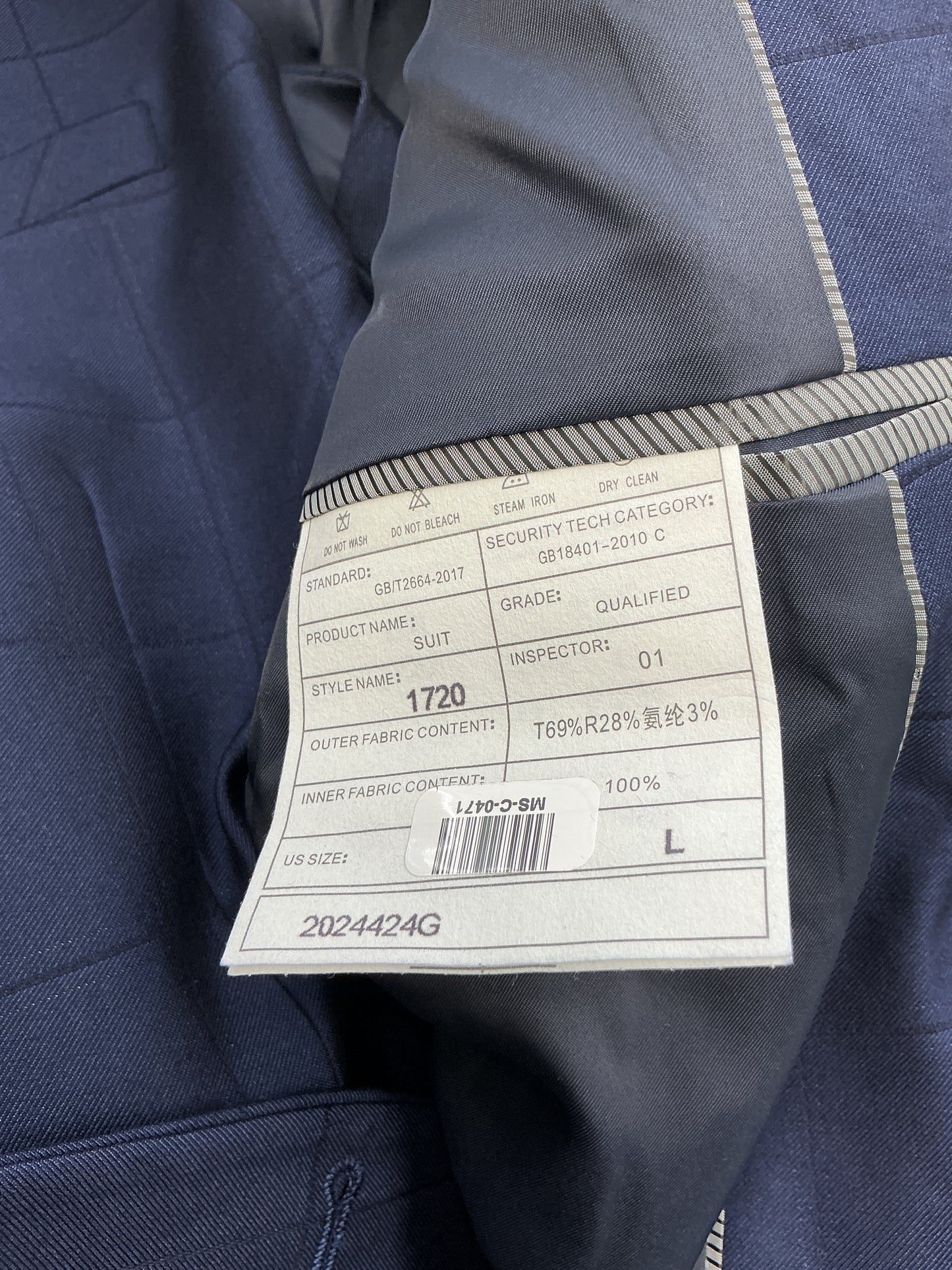 Blue Suit Set Size L