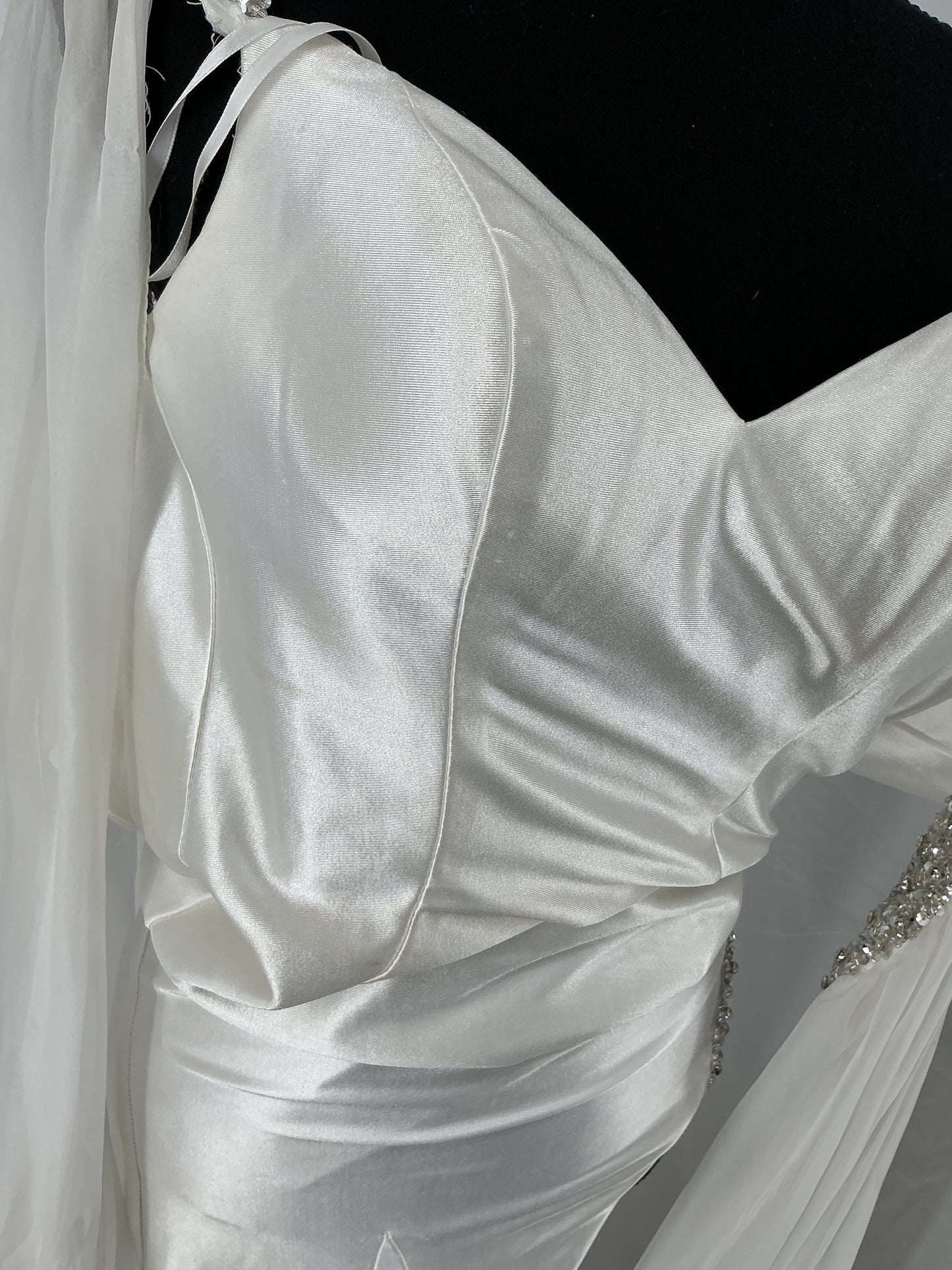 White Draped Off Shoulder Long Dress Size 2