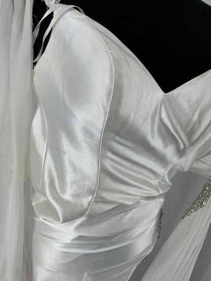 White Draped Off Shoulder Long Dress Size 2