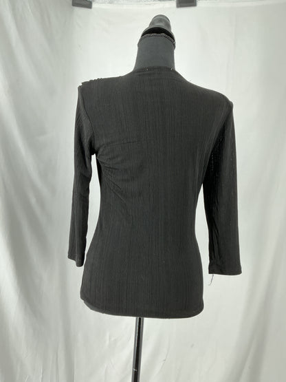 Black Ribbed Texture Cowl Neck Pullover Size M