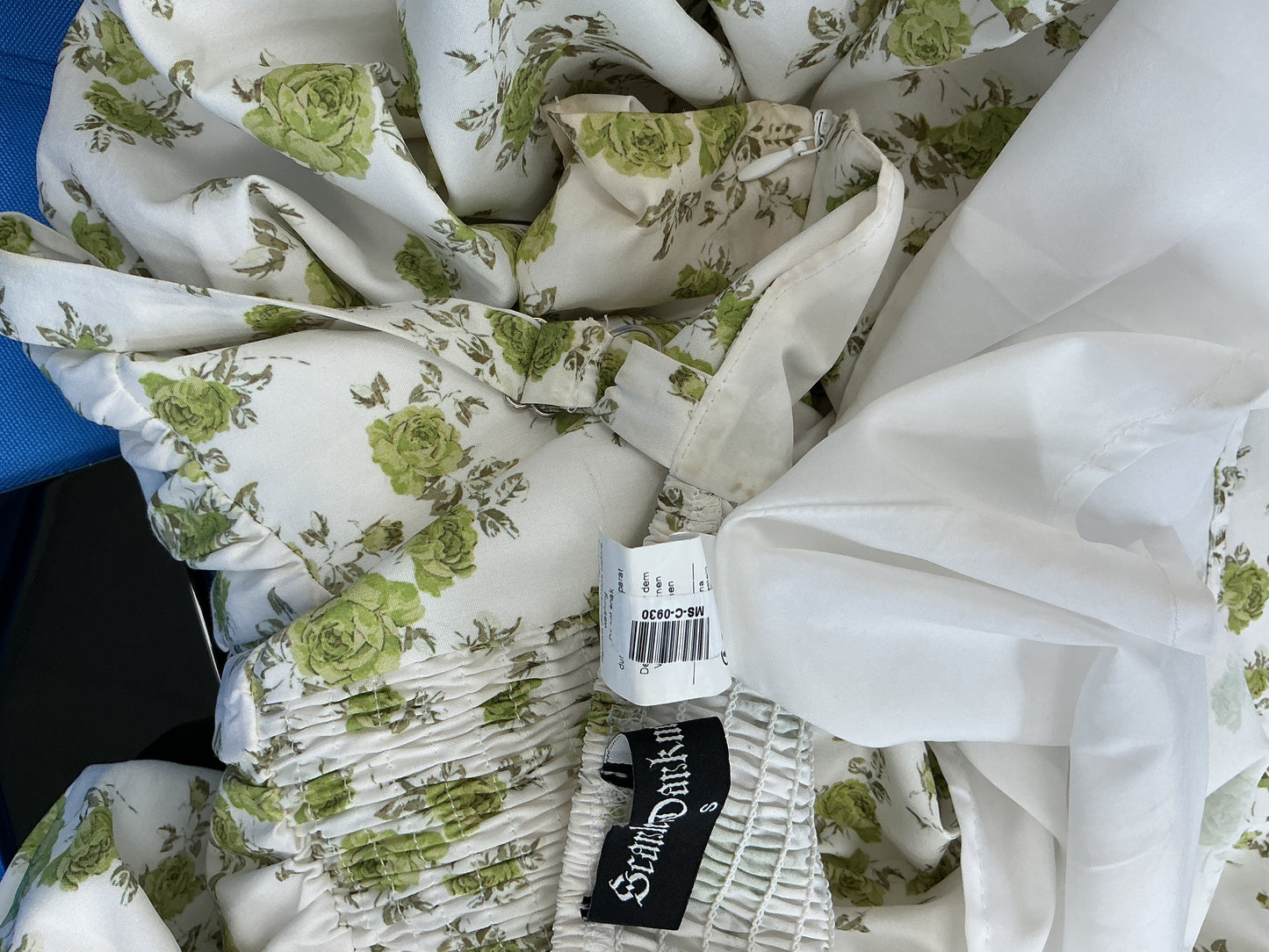 White Green Floral Dress Size S