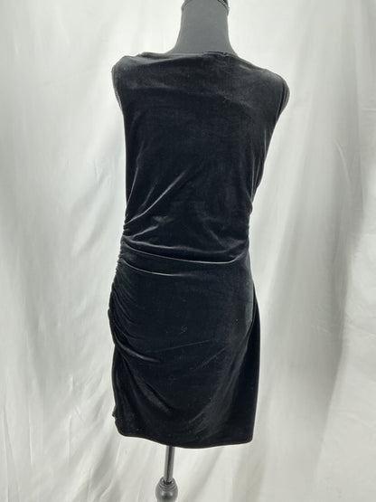Good American Black Velvet Sleeveless Ruched Sheath Dress Size L