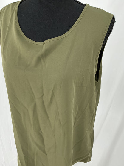 Army Green Minimalist Scoop Neck Sleeveless Blouse Size M