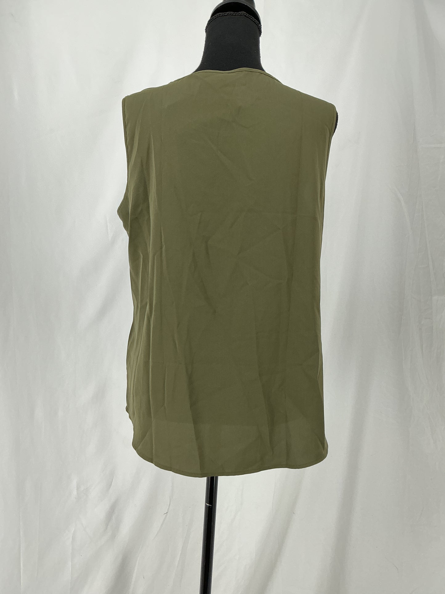 Army Green Minimalist Scoop Neck Sleeveless Blouse Size M