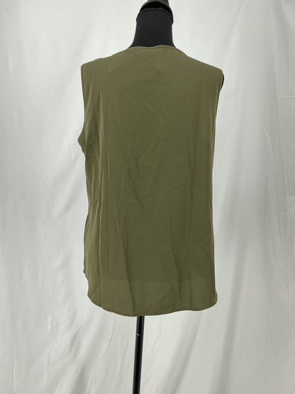 Army Green Minimalist Scoop Neck Sleeveless Blouse Size M