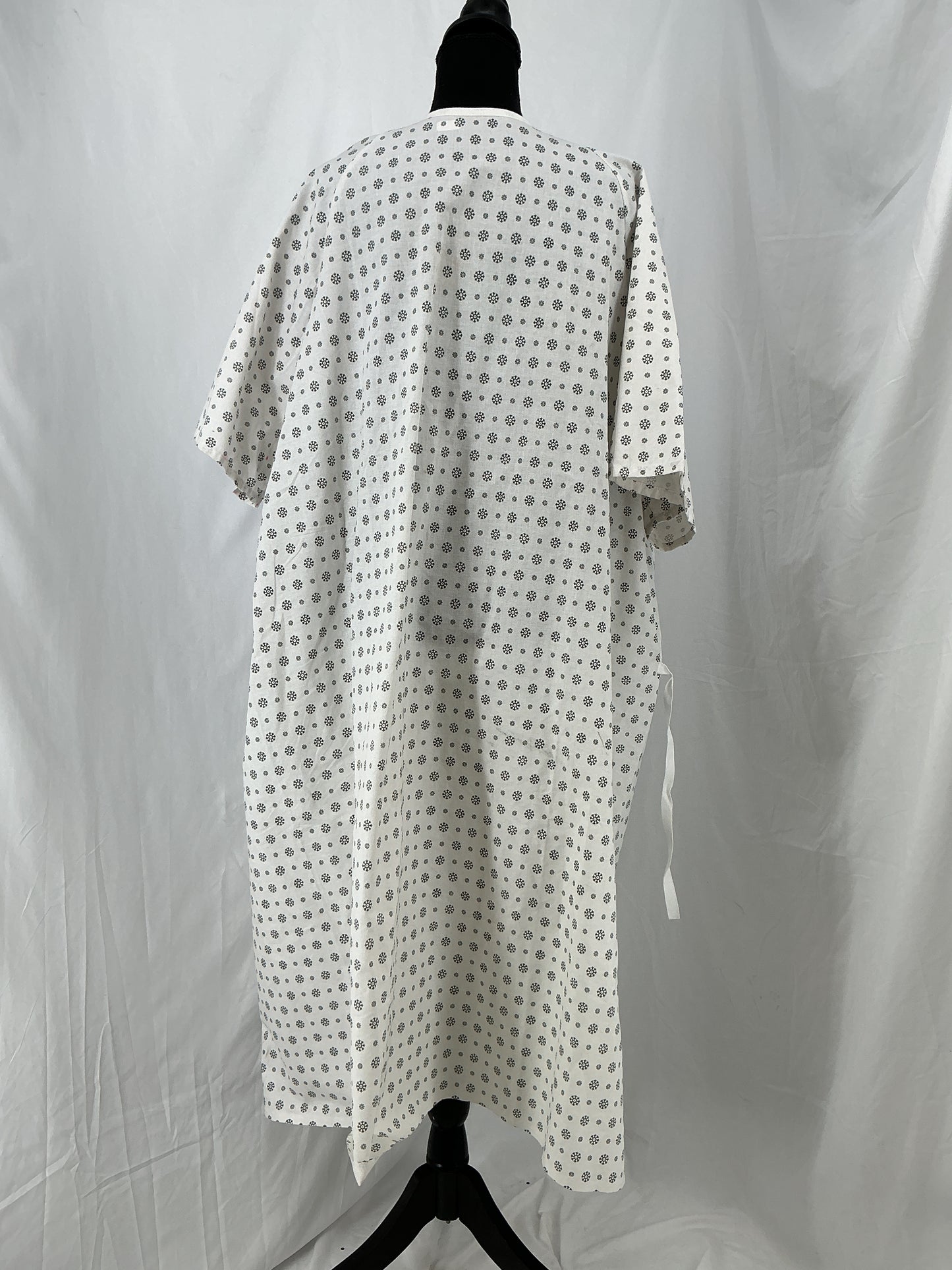 Patterned Cotton Blend Medical Patient Gown with Tie Closure