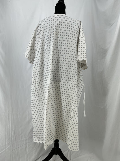 Patterned Cotton Blend Medical Patient Gown with Tie Closure